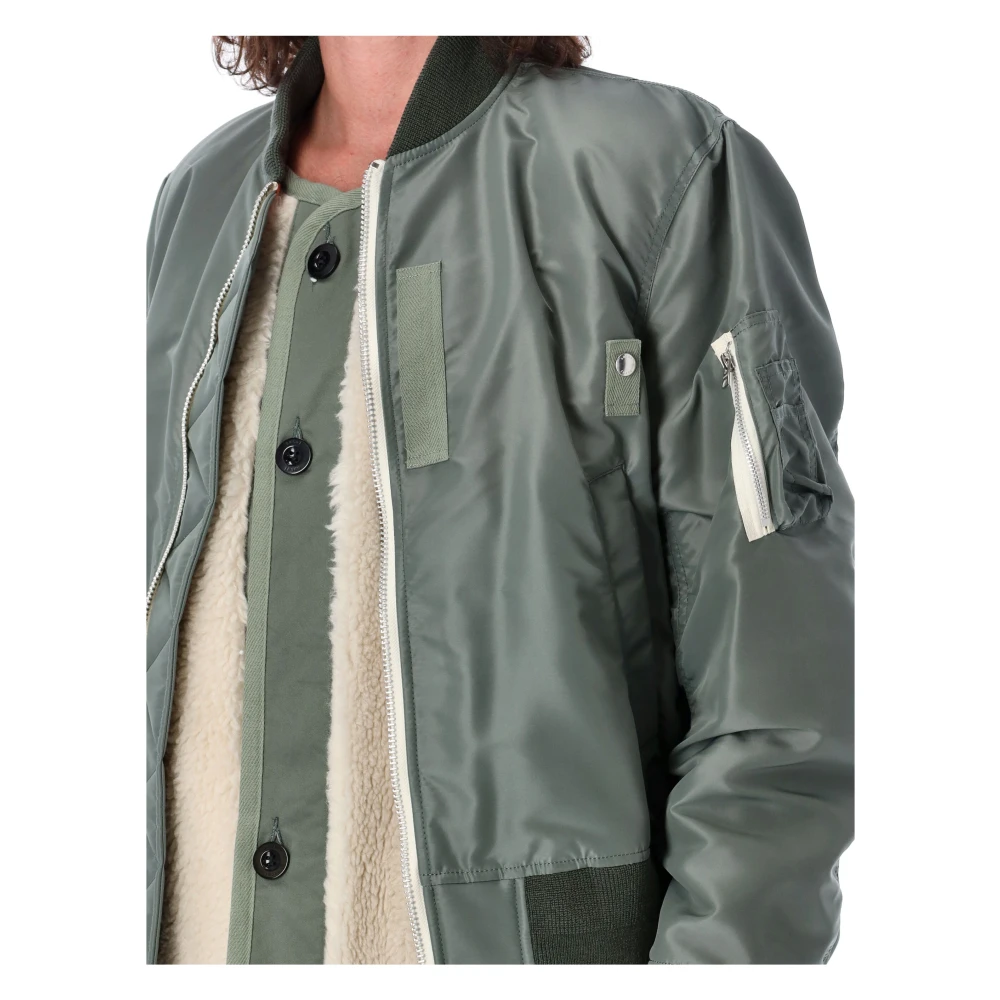 Sacai Sherpa Bomber Jas Khaki Natuurlijk Green Heren