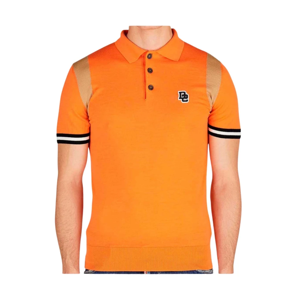 Dsquared2 Logo Patch Wol Polo Shirt Orange Heren