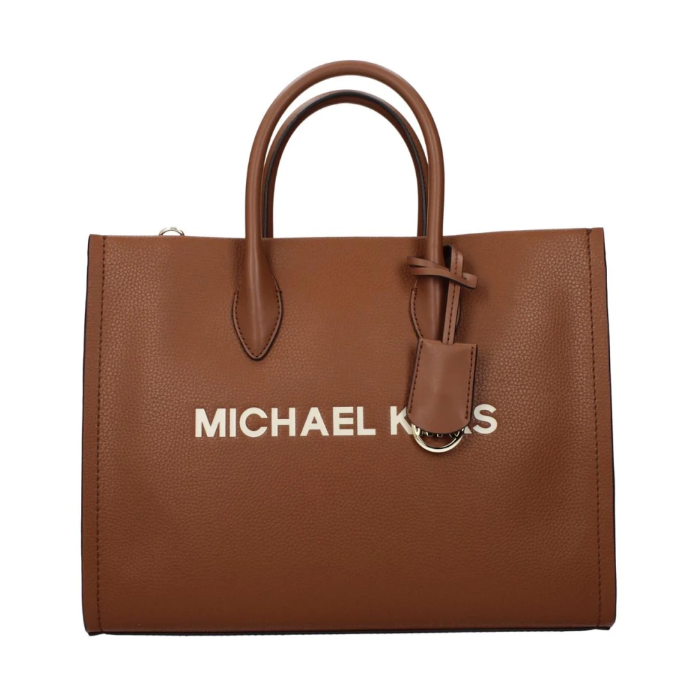 Michael Kors Women's Brown Premium Leather Handbag With Sleek Design - Shopping Bags - One Size- Bags