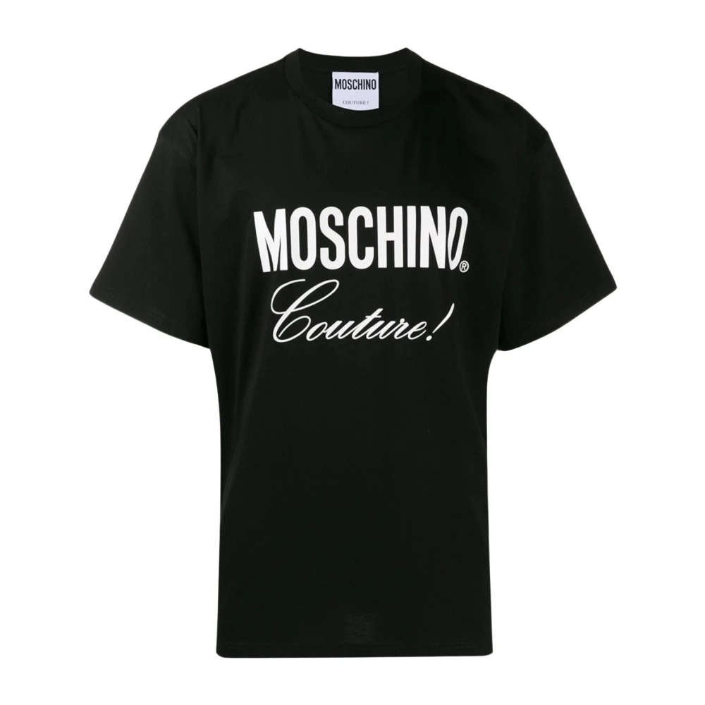 Moschino Katoenen Logo T-Shirt Klassieke Pasvorm Black Heren