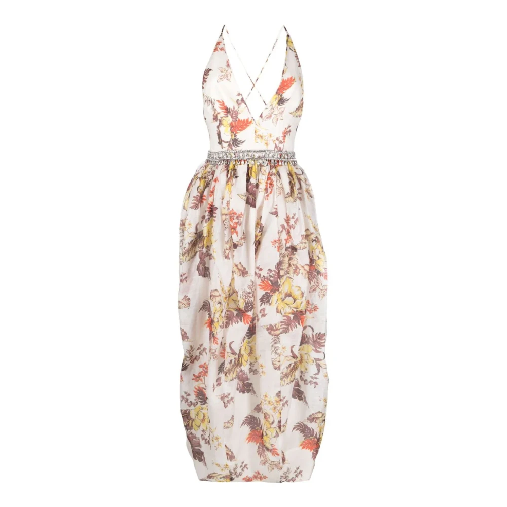 Zimmermann Bloemenprint Zijden Jurk White Dames