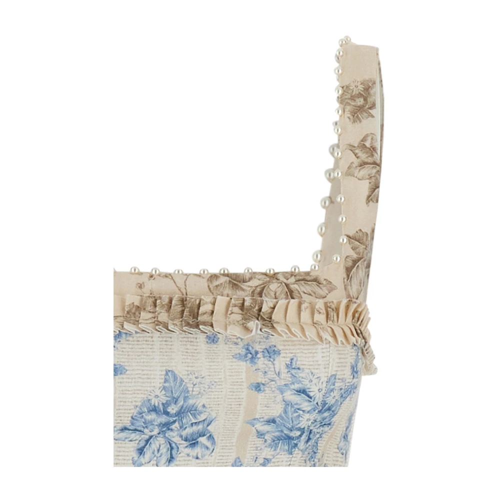 Agua by Agua Bendita Blauwe Bloemen Geborduurde Linnen Lange Jurk Blue Dames