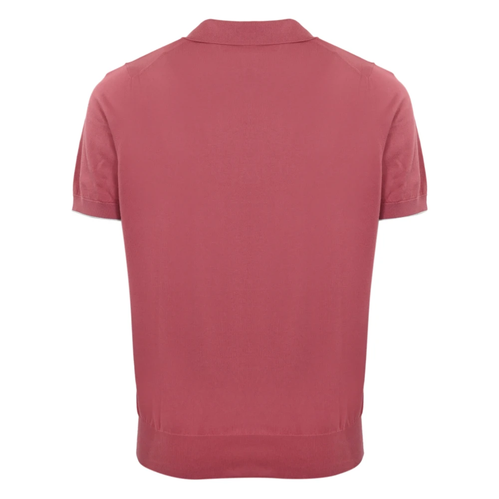 BRUNELLO CUCINELLI Katoenen Polo Shirt Korte Mouw Klassieke Kraag Pink Heren