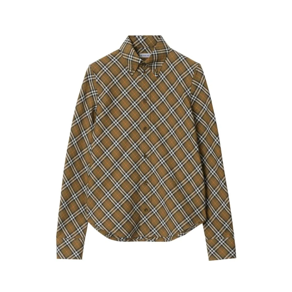 Burberry Geruite Khaki Overhemd Green Dames