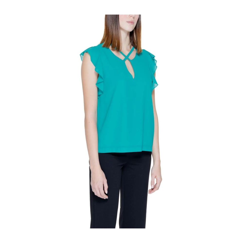 RINASCIMENTO Groene Blouse met Volant V-hals Green Dames