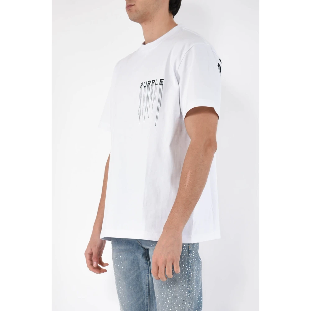 Purple Brand Katoenen Jersey T-shirt met Oversized Pasvorm White Heren
