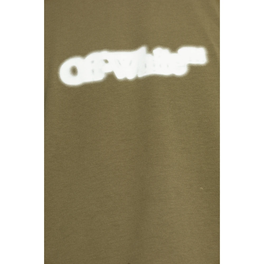Off White T-shirt met print Green Heren