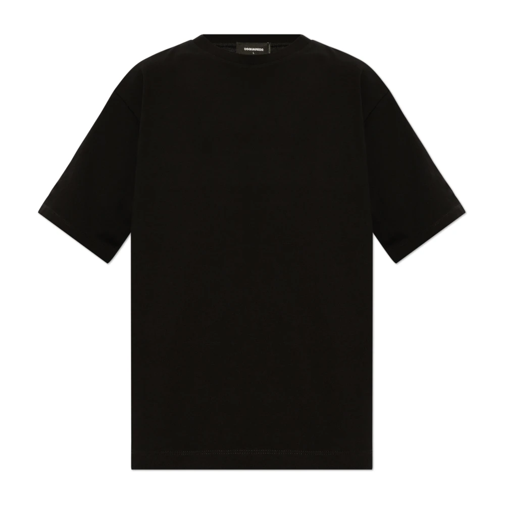 Dsquared2 Monochrome Katoenen T-shirt met Geribbelde Ronde Hals Black Heren