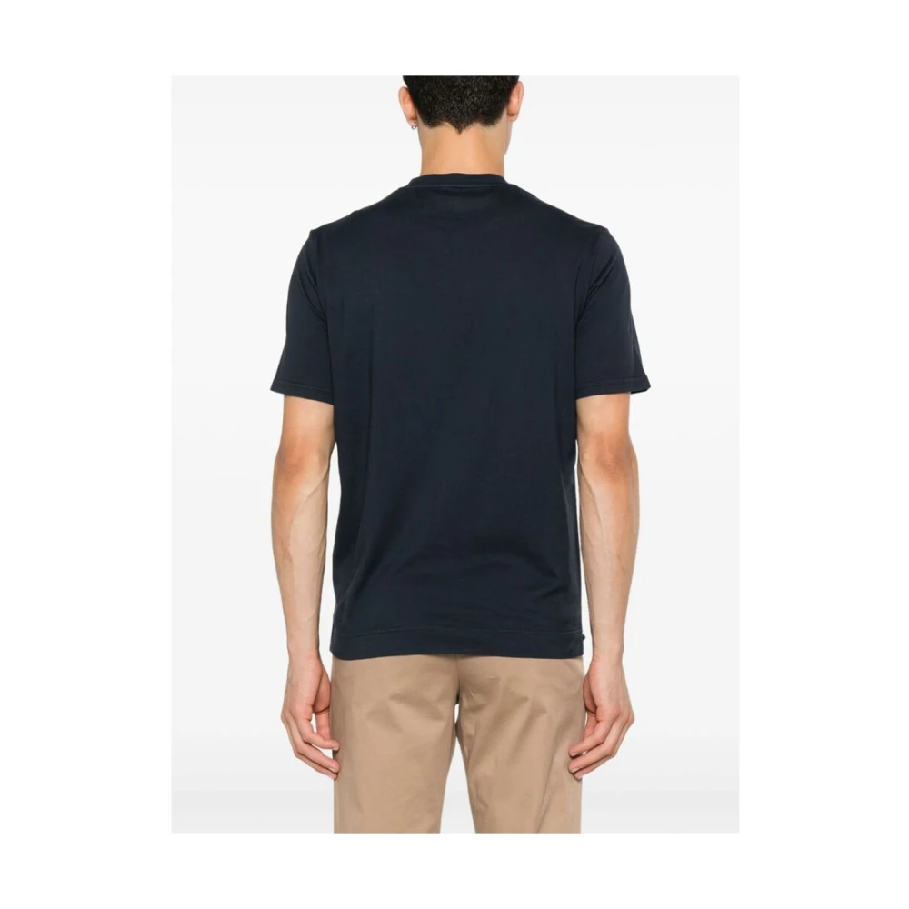 Fedeli Navy Blauw Katoen Ronde Hals T-shirt Blue Heren