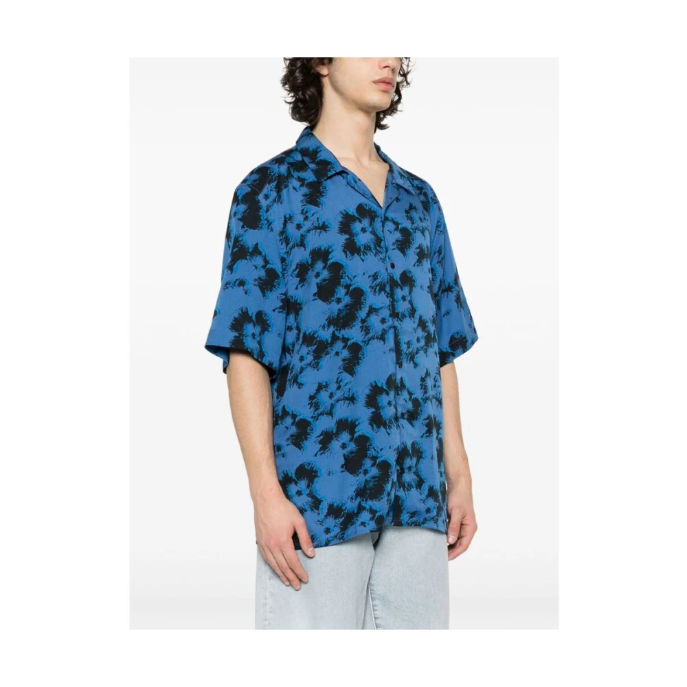 Calvin Klein Bloemenprint Campkraag Overhemd Blue Heren