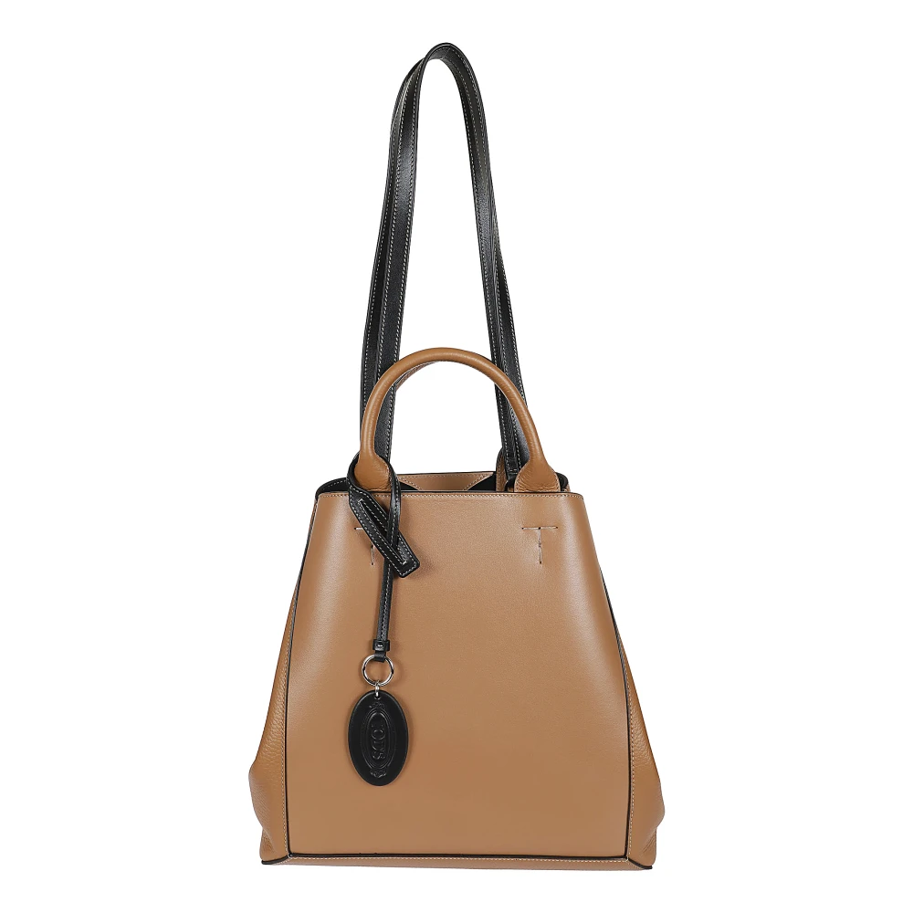 TOD'S Bruine leren tas met iconisch logo Brown Dames