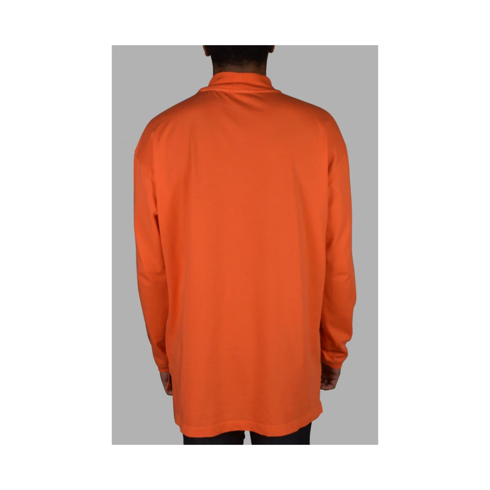 Heron Preston Oranje Katoenen T-shirt met Merk Patch Orange Heren
