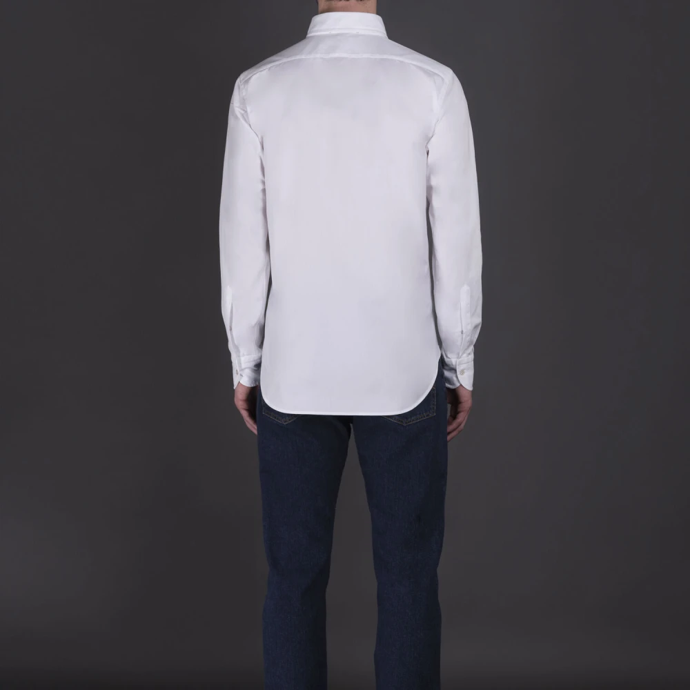 Moorer Witte Sea Island Katoenen Overhemd White Heren