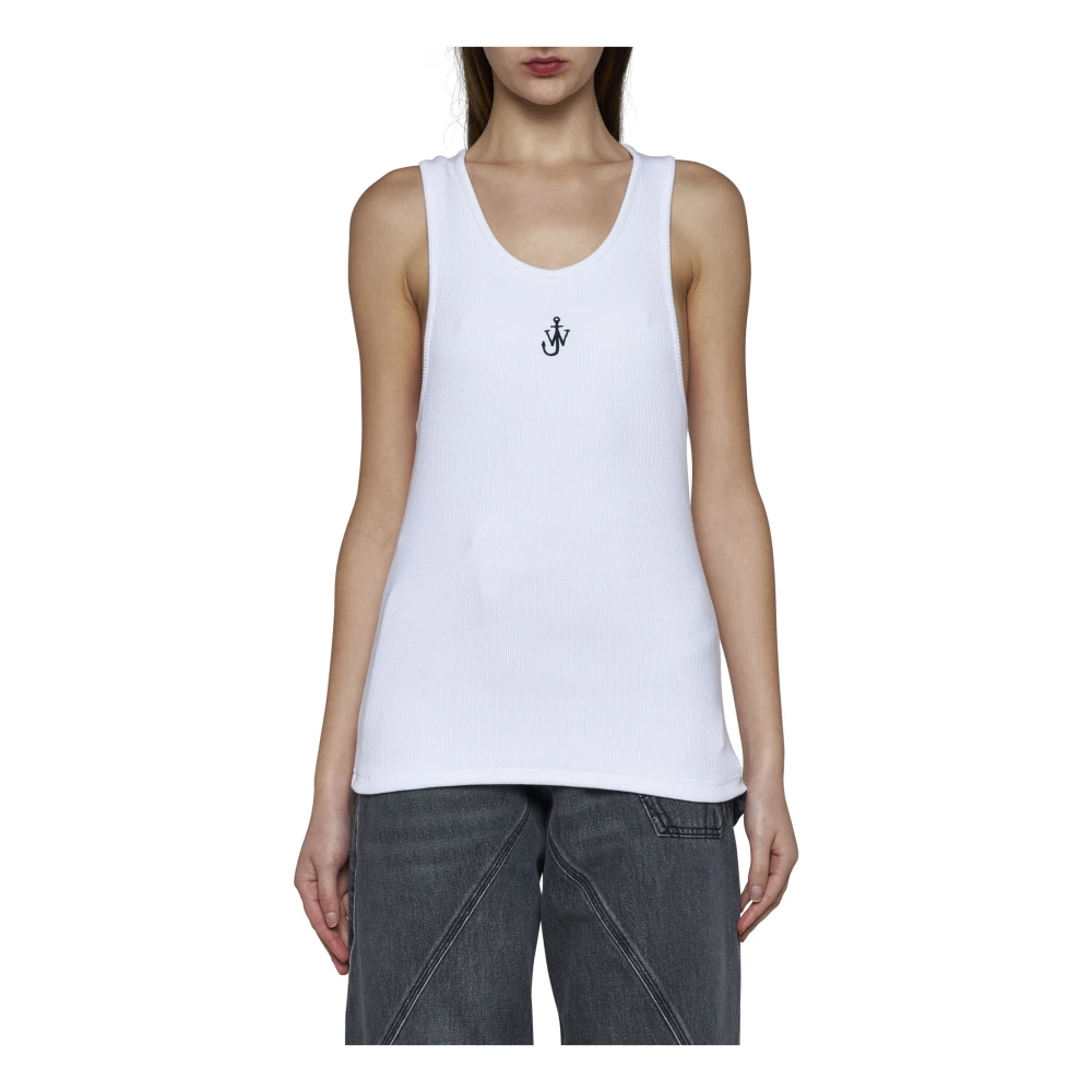 JW Anderson Witte Anker Borduur Tank Top White Dames