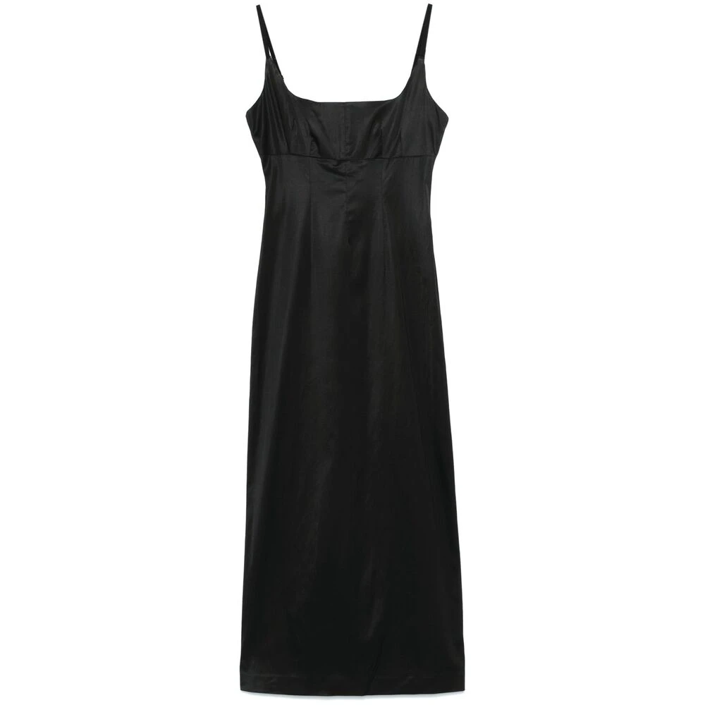 Staud Zwarte Jurk met Spaghettibandjes en Achtersplit Black Dames