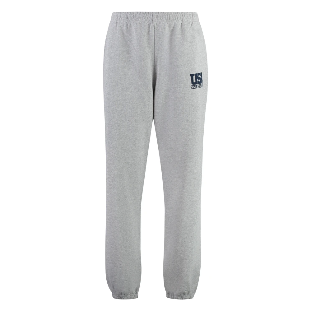 Sporty & Rich Logo Print Sweatpants Elastische Taille Gray Dames