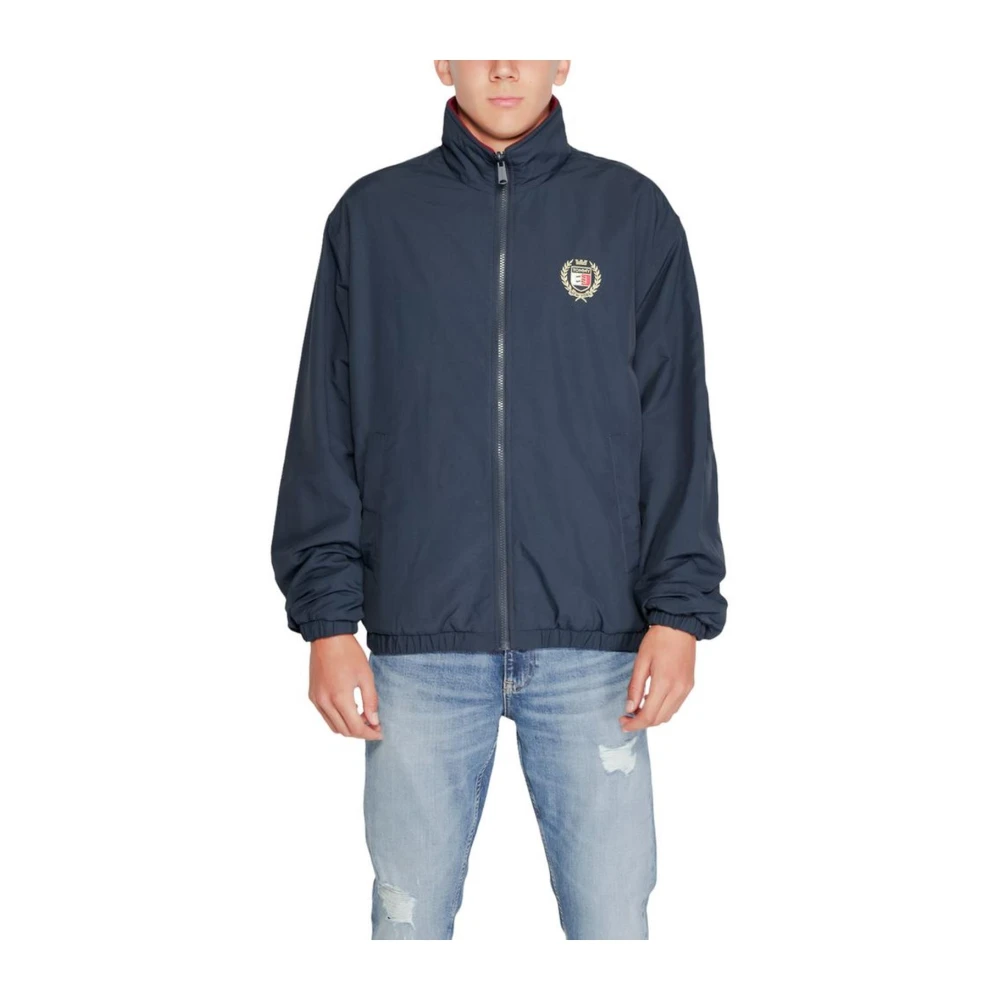 Tommy Jeans Blauwe Polyesterjas Heren Herfst Winter Collectie Blue Heren