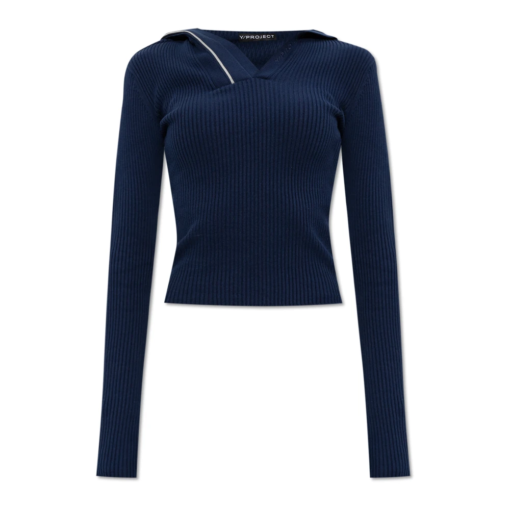 Y Project Geribbelde top Blue Dames