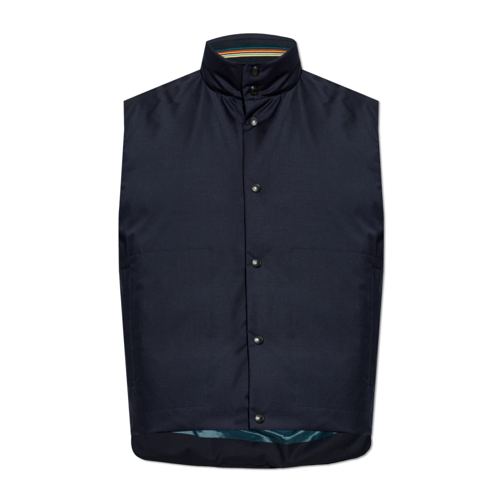 Paul Smith Navy Blue Wollen Sweater Vest Blue Heren