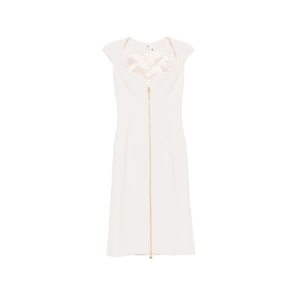 Elisabetta Franchi Women's White Zip Sheath Dress - Midi Dresses - S - Dresses