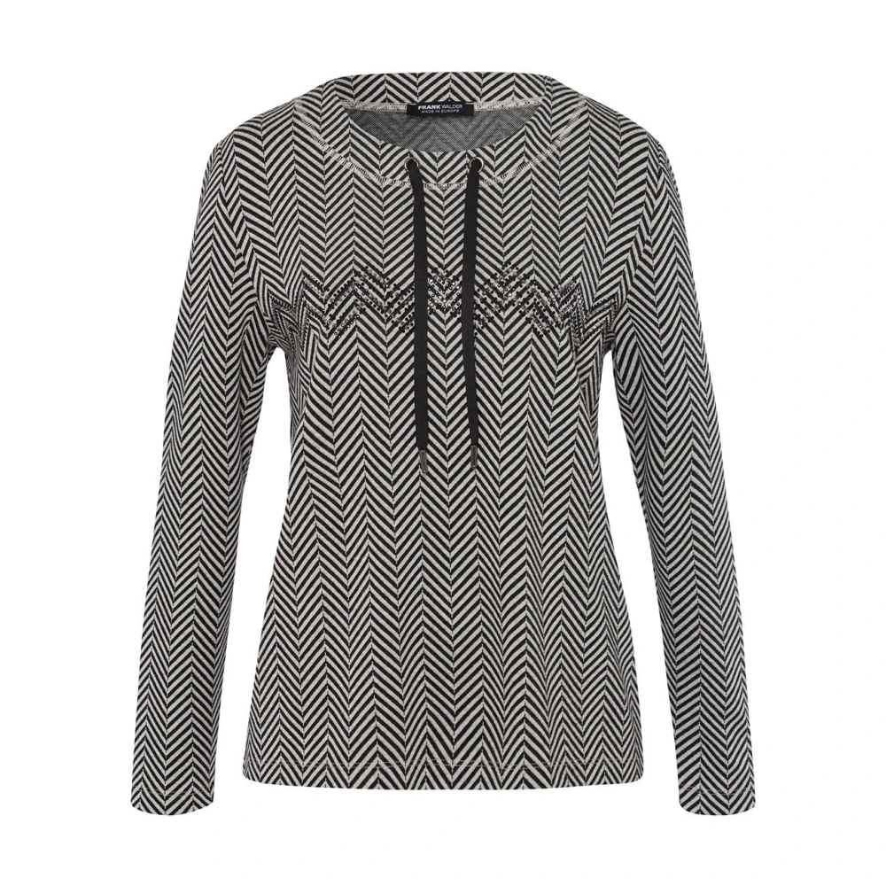 Frank Walder Stijlvol Sweatshirt met W42Strick Detail Black Dames