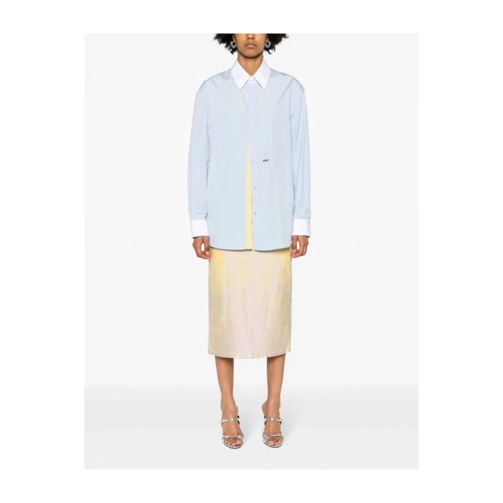 Dsquared2 Casual Katoenen Overhemd in Blauw Blue Dames
