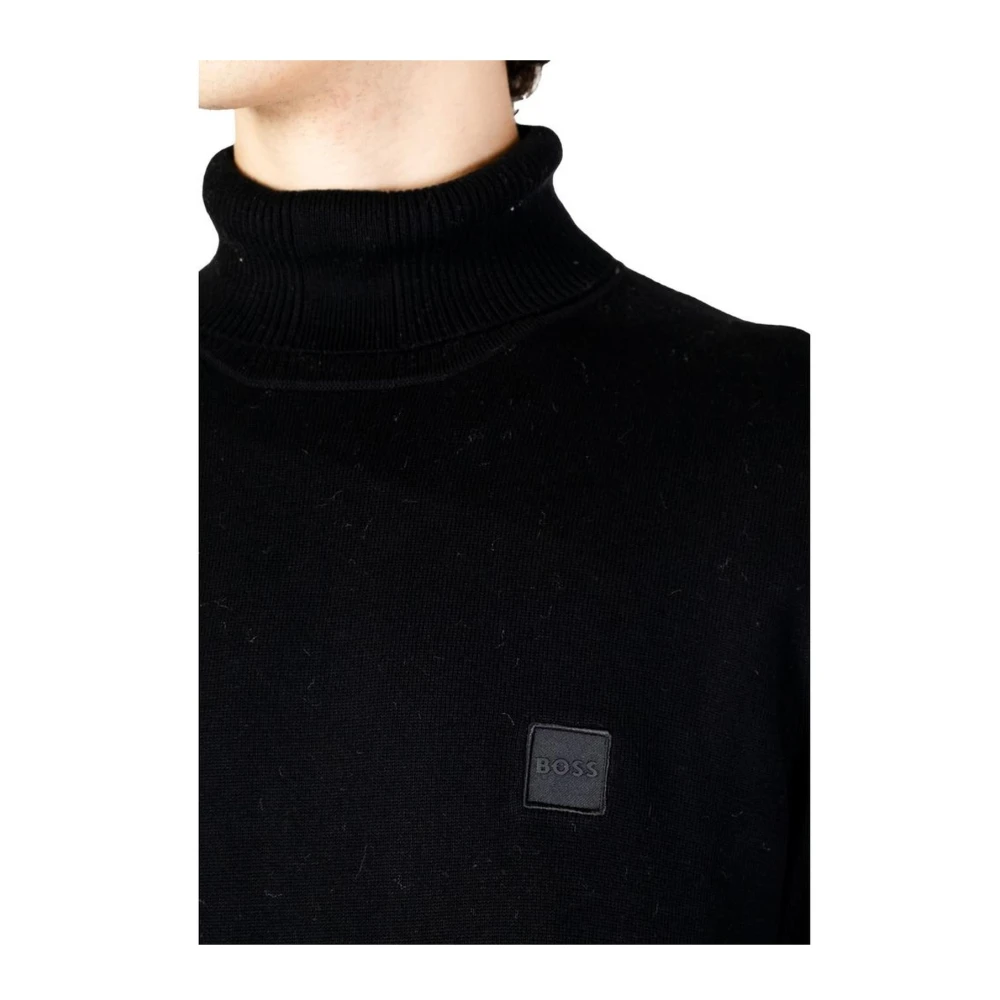 Hugo Boss Zwarte Katoen Kasjmier Gebreide Trui Black Heren