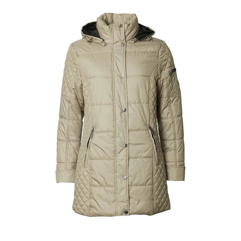 Danwear Gewatteerde Winterjas Zand Zwart Beige Dames