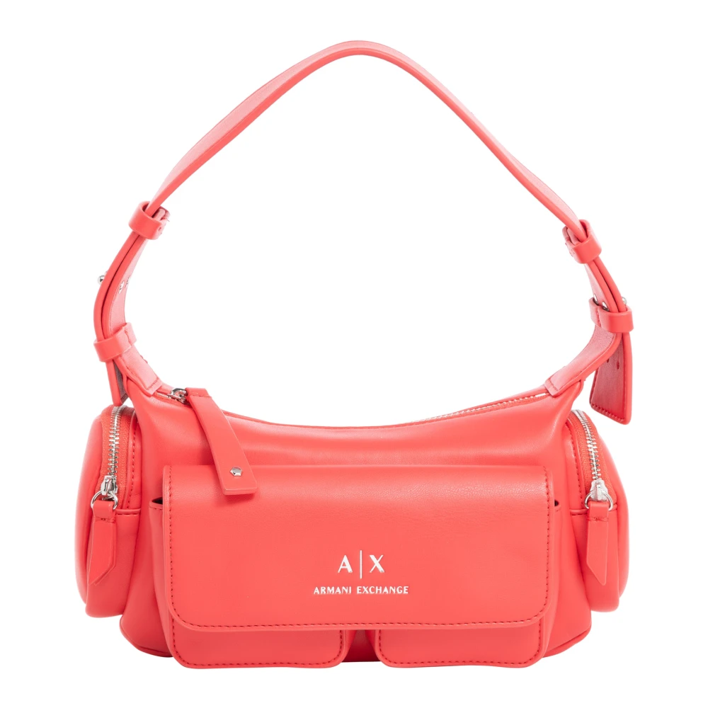 Armani Exchange Stijlvolle Rits Sluiting Hobo Tas Red Dames