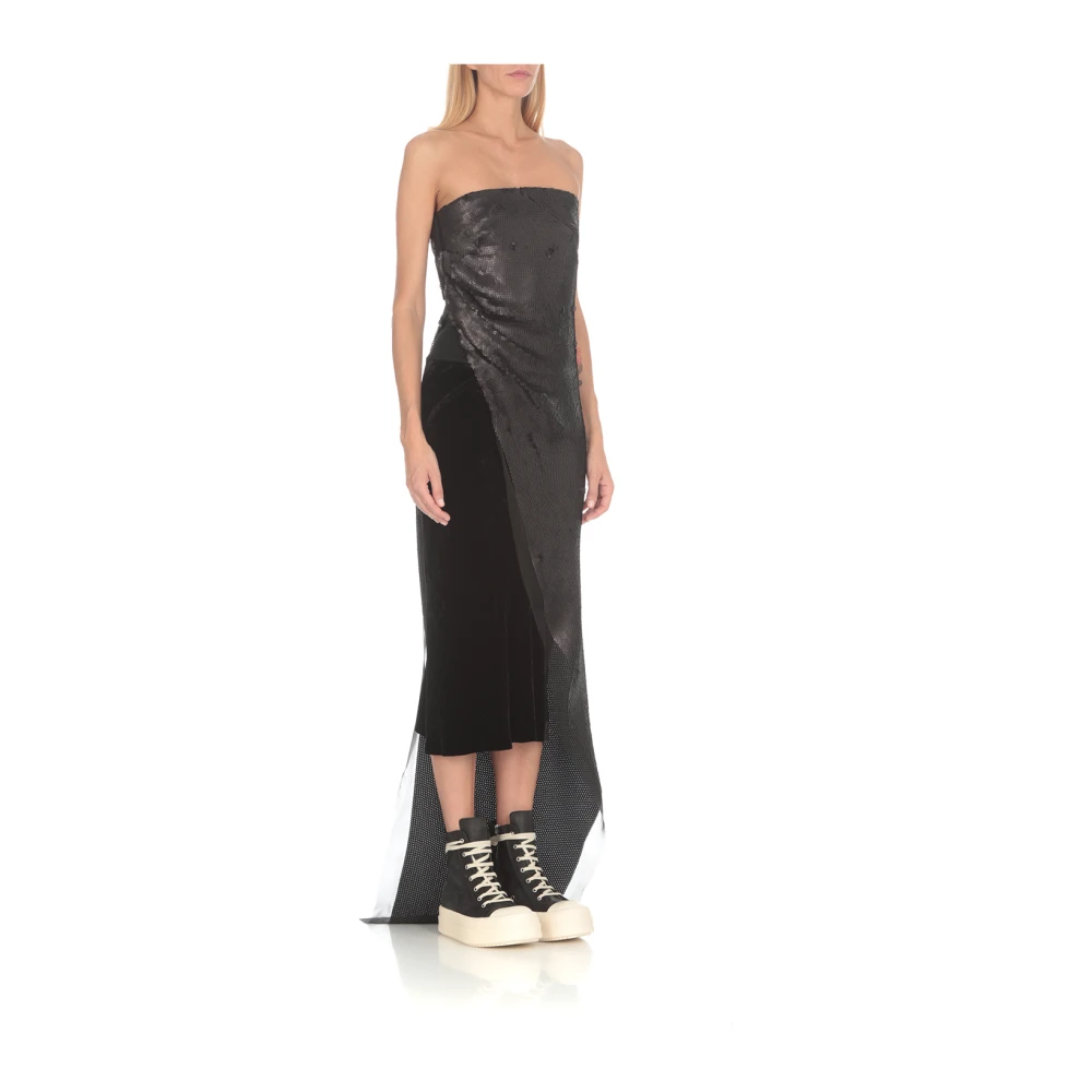 Rick Owens Zwarte Sequin Zijden Top Black Dames