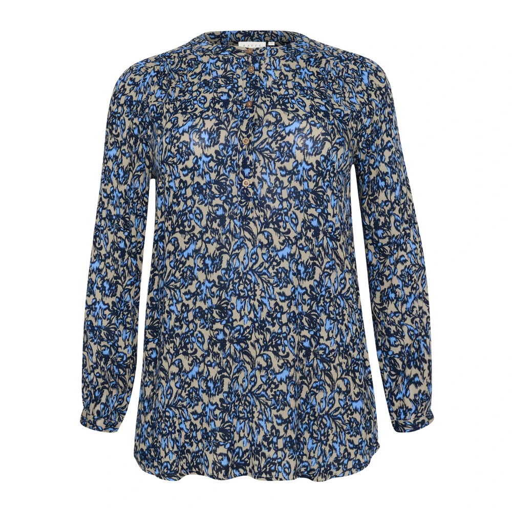Kaffe Curve Gedrukte tuniek met lange mouwen Blue Dames