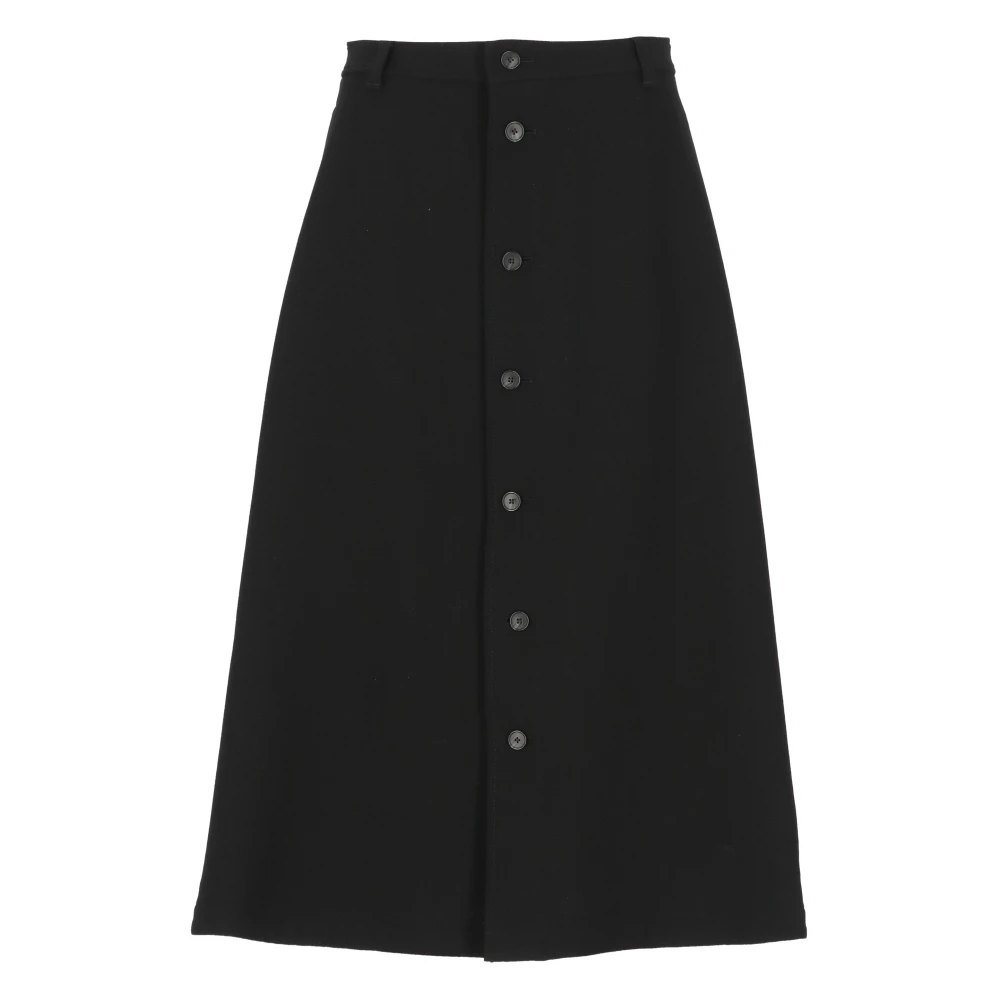 Ralph Lauren Zwarte wollen rok met knopen en zakken Black Dames