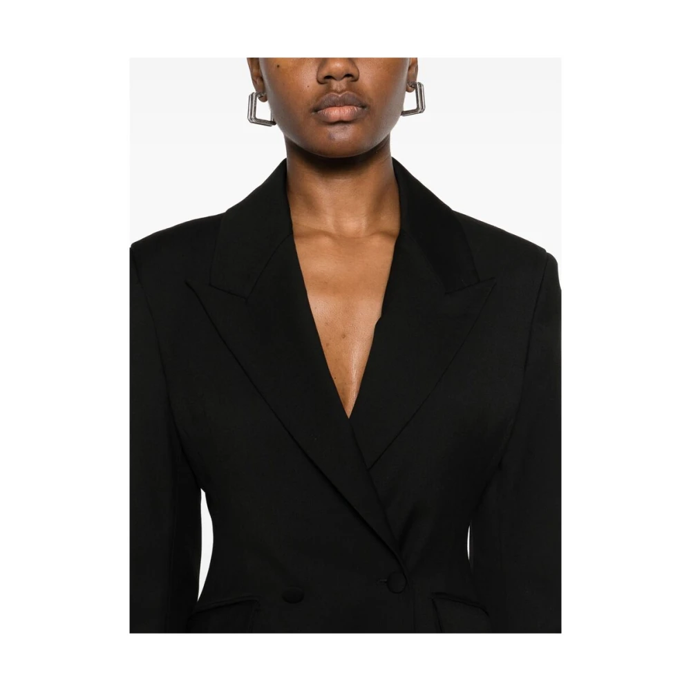 Remain Birger Christensen Zwarte jas met voorflapzakken Black Dames