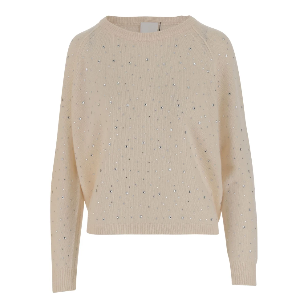 Allude Wollen trui met studs en strass Beige Dames