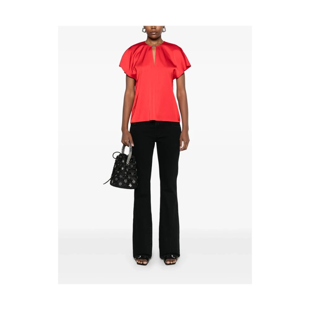 Calvin Klein Rode Shirt met Sleutelgat Hals Red Dames