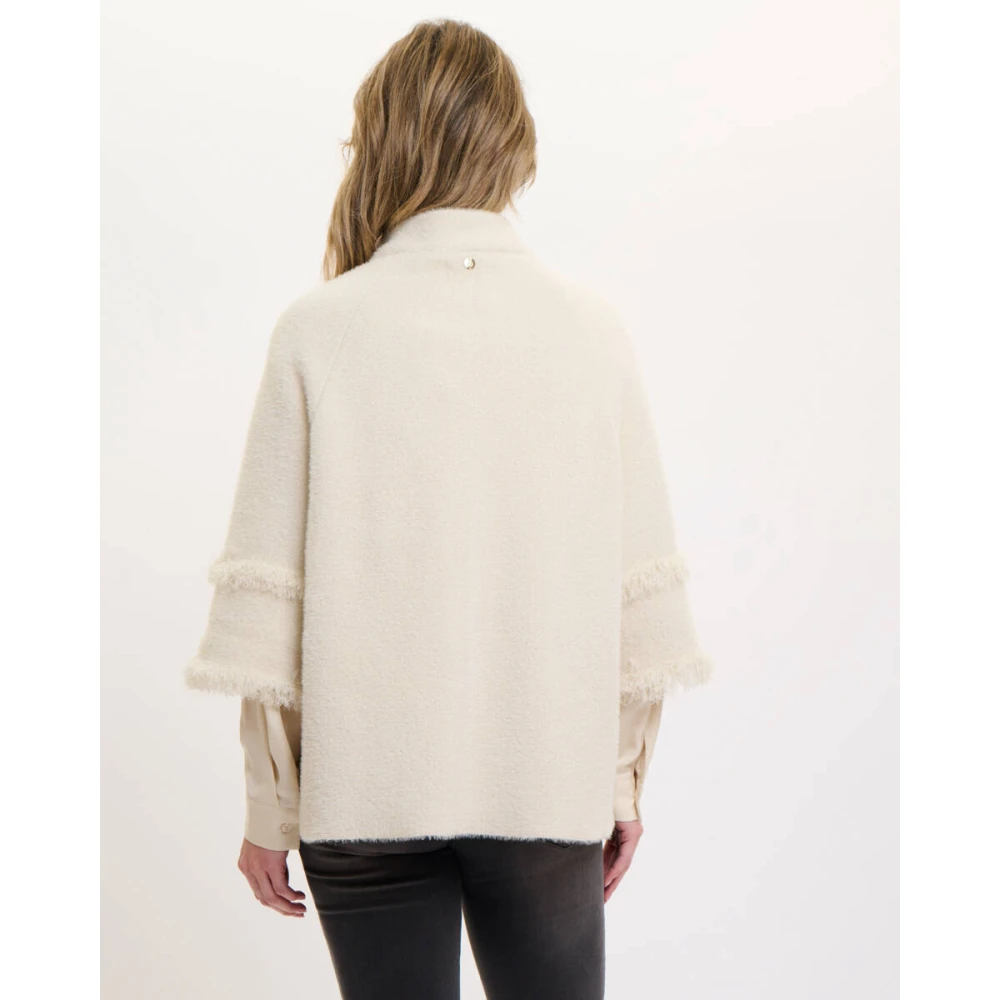 Rino&Pelle Cape Vest met Franje Detail Beige Dames