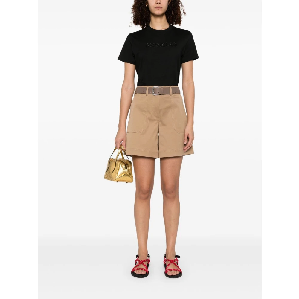 Moncler Zwart Logo Patch Crew Neck T-shirts Black Dames