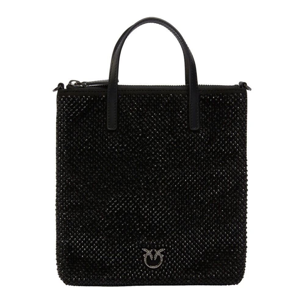 Pinko Strass Jewel Mini Shopper Tas Black Dames