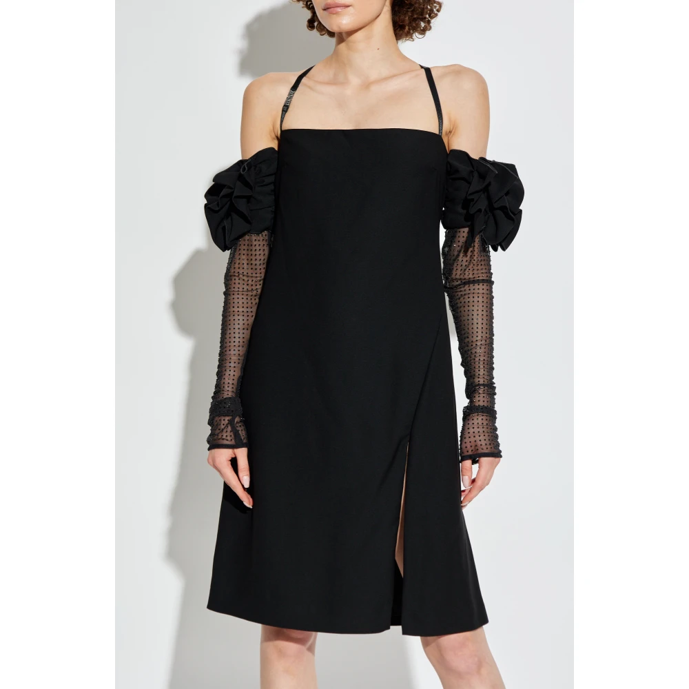 Versace Jeans Couture Jurk met decoratieve mouwen Black Dames