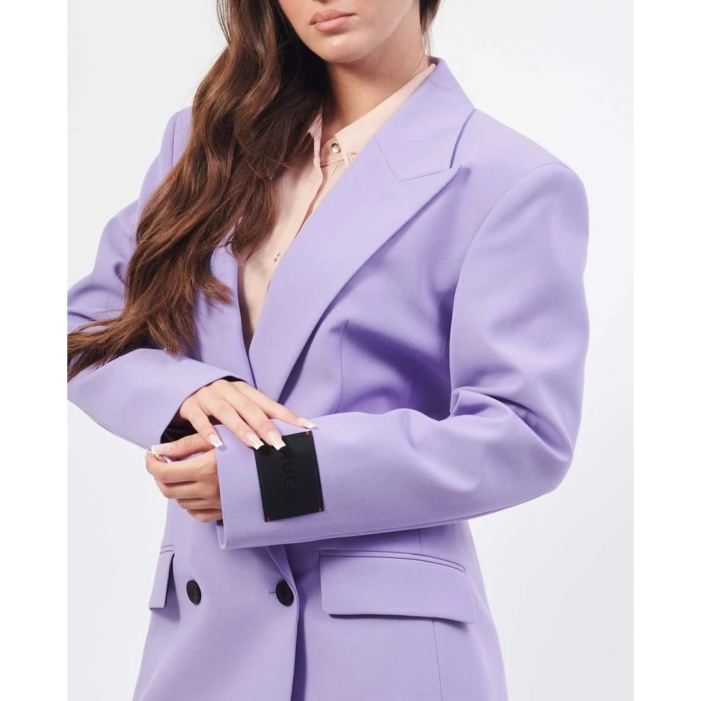 Hugo Boss Paarse jassen met zandloper silhouet Purple Dames