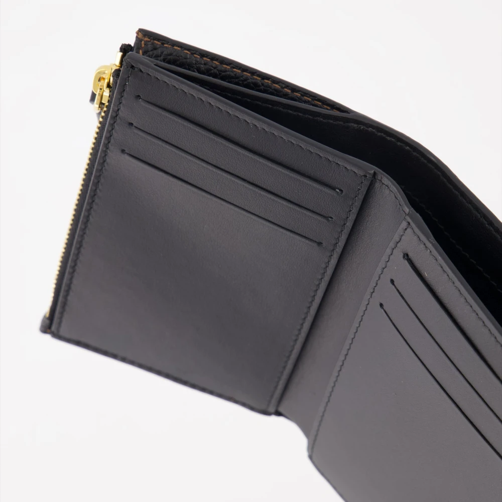 Burberry Compacte leren portemonnee met drukknoop Black Dames
