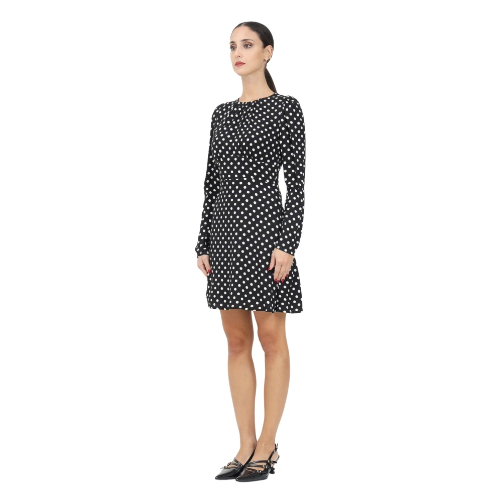 Mar De Margaritas Polka Dot Korte Jurk Elegant Retro Black Dames