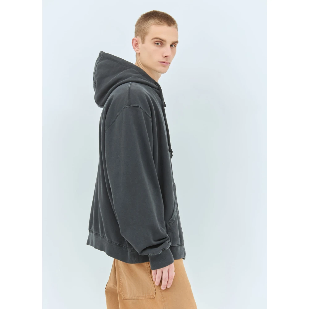 Maison Margiela Logo Print Hoodie van Katoenen Jersey Black Heren