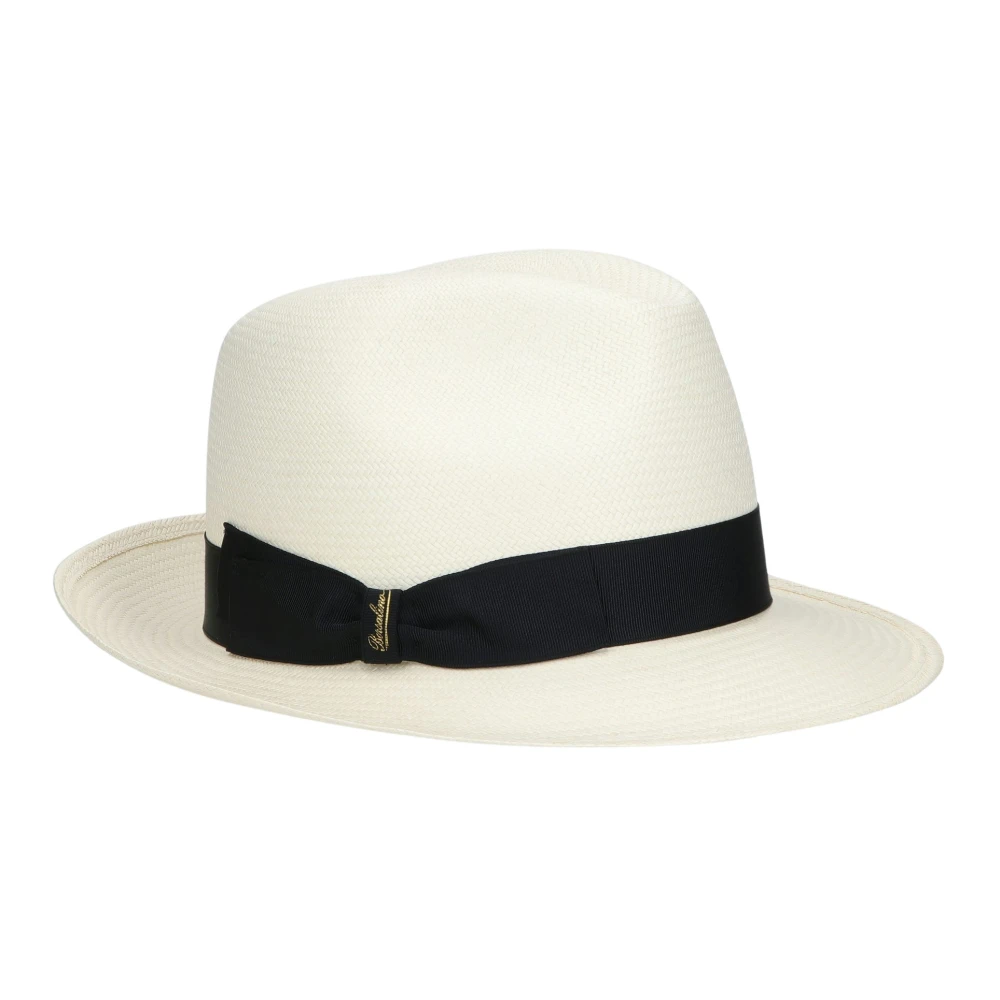 Borsalino Kleurrijke Panama Hoed met Medium Rand White Dames