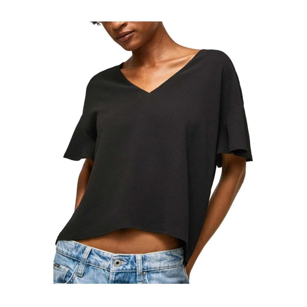 Pepe Jeans Elegante Katoenblend Blouse Black Dames