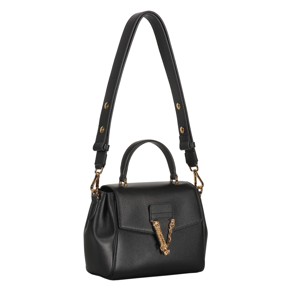 Versace Kalfsleren Crossbody Tas met Klepsluiting Black Dames