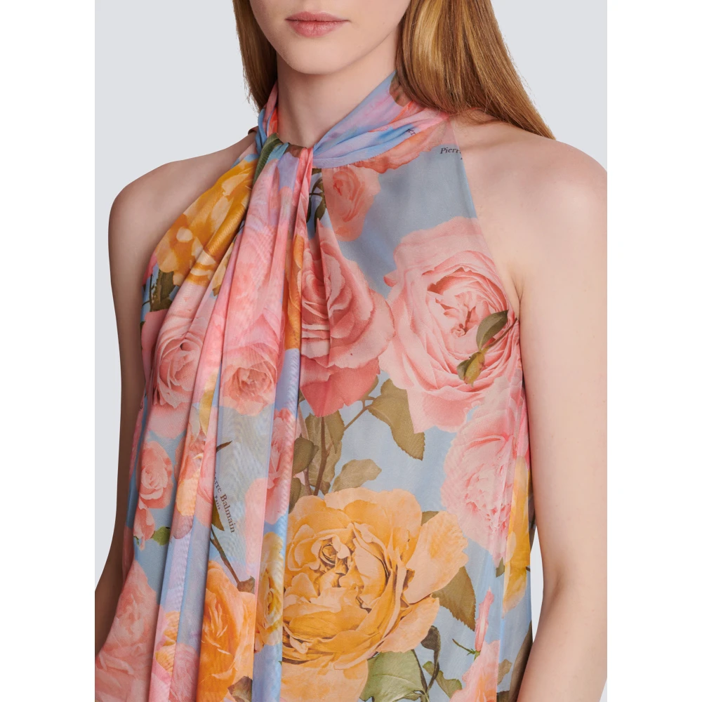 Balmain Blouse met strik en pastelrozenprint Multicolor Dames