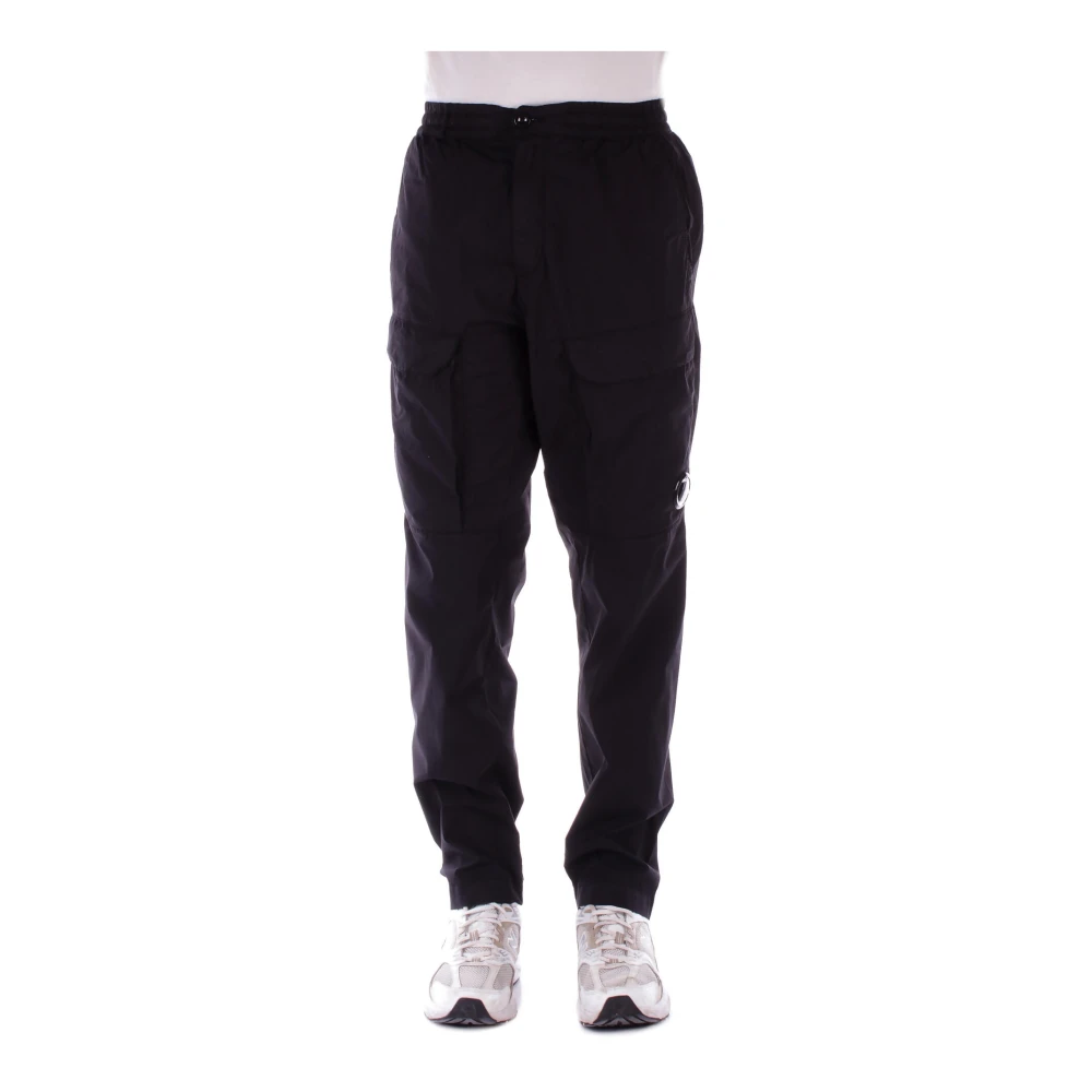 C.P. Company Zwarte Logo Voorkant Skinny Broek Black Heren