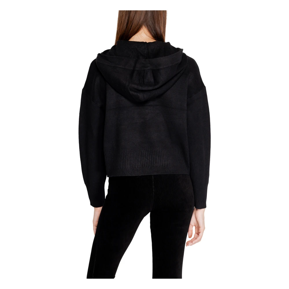 Vero Moda Zwarte V-hals capuchon gebreid Black Dames