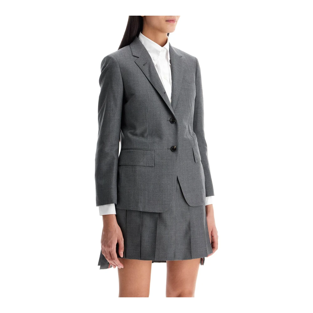 Thom Browne Slim Fit Wollen Twill Jas Gray Dames